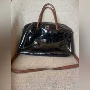 Kate Spade Black Tote, Brown Handles & Strap